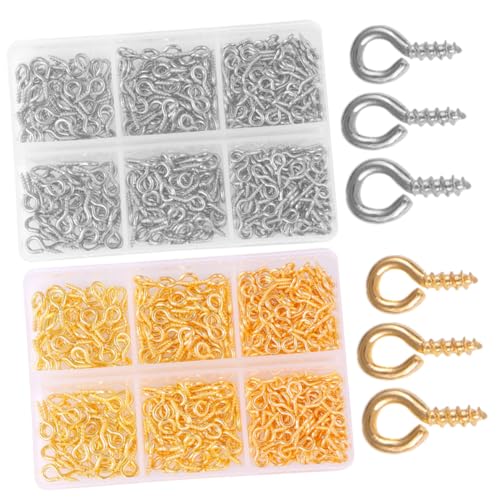 TEHAUX 2 Boxen Boxen DIY Schraubösen aus Rostfreiem Eisen Selbstschneidende Ringschrauben für Schmuckherstellung Vielseitige Anhängerhaken in Silber und Gold mit Aufbewahrungsbox von TEHAUX