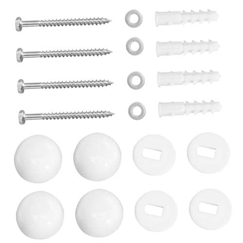 TEHAUX 2 Sätze Wc Befestigungsschrauben aus Edelstahl und Eisen mit Dekorativen Abdeckkappen Robustes Toiletten Schraubenset zur Sicheren Montage Einfache Installation Geeignet für Wc von TEHAUX