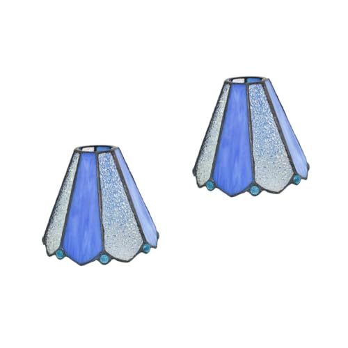 TEHAUX 2 Stck. Glas Lampenschirm im Buntglas Stil Lampenabdeckung für Fassung Blau Handgefertigt Dekorativ Einfach zu Montieren Decken Hängelampe Zubehör von TEHAUX