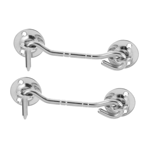 TEHAUX 2 Stück Edelstahl Fensterhaken Langlebiger Old Fashioned Haken für Fensterrahmen Rostfrei Installieren Stabile Windschutz Halterung für Türen und Fenster Silberfarben von TEHAUX