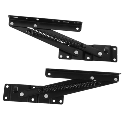 TEHAUX 2 Stück Hydraulisches Klapp scharnierset mit Verstellbarer Feder Faltbarer Möbelheber aus Kaltgewalztem Stahl Platzsparend Höhenverstellbar für Couchtisch und Wohnmöbel von TEHAUX