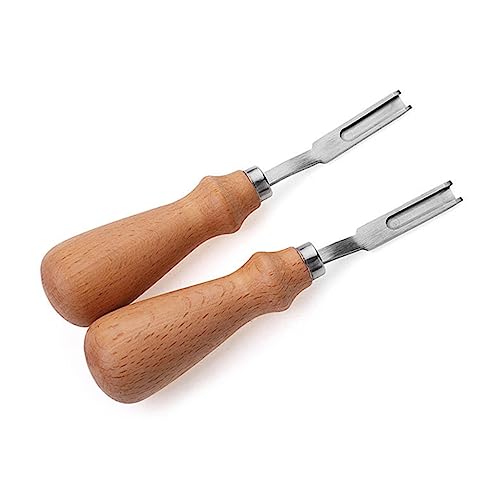 TEHAUX 2 Stücke Leder Schaufel Trimmer Schäl Werkzeug Holzgriff Leder Edger Kunst Edelstahl von TEHAUX