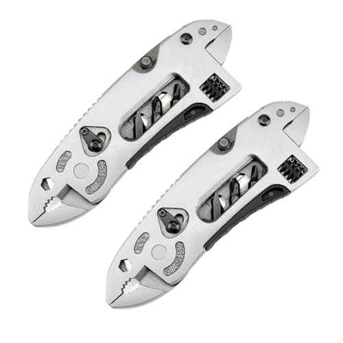 TEHAUX 2 Stück Multifunktionale Outdoor Zangen aus Edelstahl Verschleißfest Ergonomisch Gebogen mit Drahtschneider und Schraubenschlüssel Kompakte Multitools für Camping und Vielseitigen von TEHAUX