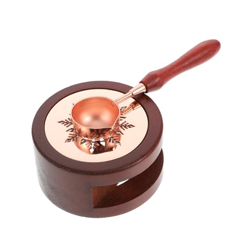 TEHAUX 2 Stück Retro Wachssiegel Schmelzofen mit Löffel Langlebiger Holz Metallbau Integrierter Kerzenhalter für Einladungen Briefe Hochzeit und DIY Basteln von TEHAUX