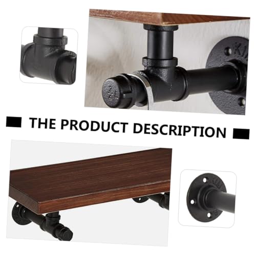 TEHAUX 2 Stück Schwarze Industrielle Wasserrohr Regalhalter aus Eisen Retro Wandhalterung für Rustikale Hängeregale Rostfreie Bohrbare Vintage Regalträger für Küche Bad Wohnzimmer und von TEHAUX