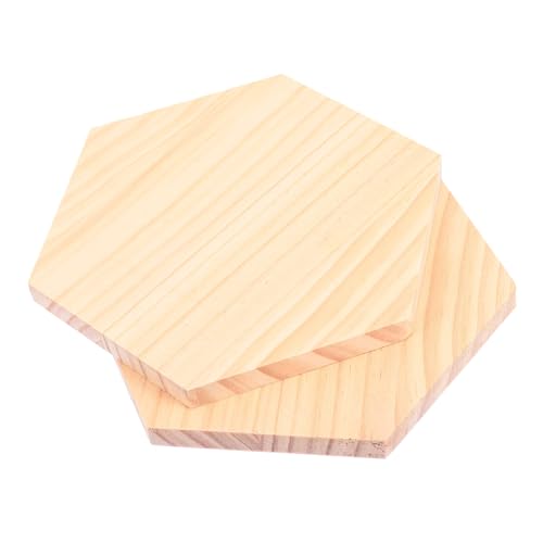 TEHAUX 2 Stück Sechseckige Holzplatten aus Massivem Holz Kantenlänge Naturbelassene Malholztafeln für DIY Bastelprojekte Handbemalbar Vielseitige Dekoration und Fotohintergrund von TEHAUX