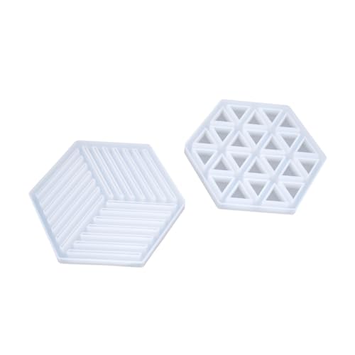 TEHAUX 2 Stück Silikon Formen für Sechseckige Untersetzer DIY Crystal Epoxy Fondant Formen für Kuchen Süßigkeiten und Bastelprojekte Hohlraum Streifen und Hohlraum Dreieck TEHAUX 2 Stück Silikon Formen für Sechseckige Untersetzer DIY Crystal Epoxy Fondant Formen für Kuchen Süßigkeiten und Bastelprojekte Hohlraum Streifen und Hohlraum Dreieck von TEHAUX