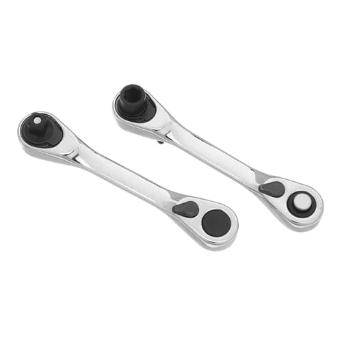 TEHAUX 2 Stück Teiliges Mini Ratschen-schraubenschlüssel- Kurzer Griff Ratsche mit Schnellverschluss Carbonstahl Multifunktionaler Schraubenschlüssel für Auto Haushaltsreparaturen Tragbar von TEHAUX