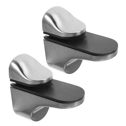 TEHAUX 2 Stück Verstellbare Glashalter Verchromt Stabile Wandhalterung für Glas und Holzregale Höhenverstellbare Regalstütze für Bad und Wohnzimmer Minimalistisches Design Einsetzbar von TEHAUX