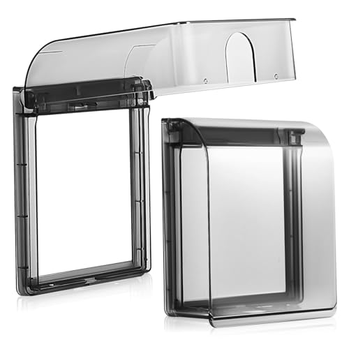 TEHAUX 2 Stück Wasserdichte Steckdosenbox Standard Wandsteckdosen Abdeckung Selbstklebend mit Aufhängung Spritzwasserschutz für Badezimmer Außenbereich aus Robustem Hartplastik von TEHAUX