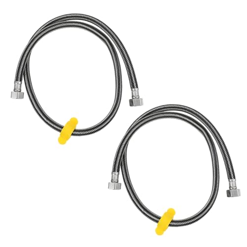 TEHAUX 2 Stück Wasserzulaufschlauch Hochdruckfest Gewebt Wasserversorgungsschlauch für Bad Waschbecken Wasserhahn Heißkaltwasseranschluss von TEHAUX