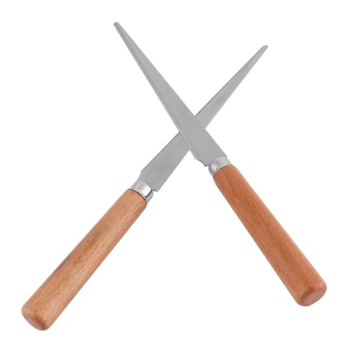 TEHAUX 2 Stücke Teiliges Edelstahl Fettlingmesser mit Holzgriff Leichtes und Kompaktes Schnitzwerkzeug für Polymer Clay Präzises Modellier und Reparaturmesser für Töpfer und von TEHAUX