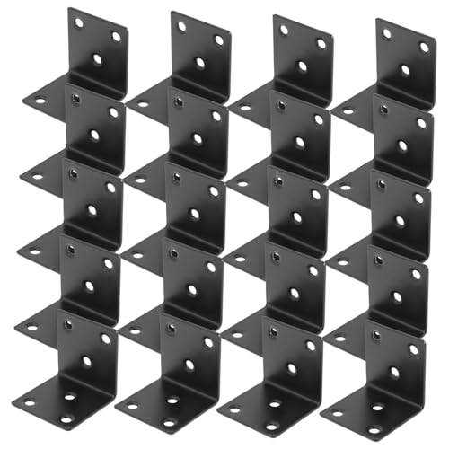TEHAUX 20 Stück Teiliges Edelstahl Winkelverbinder Förmige Eckwinkel Klammern für Holzregal Möbelstabilisierung Schwarz für Holzbearbeitung und Möbelmontage von TEHAUX