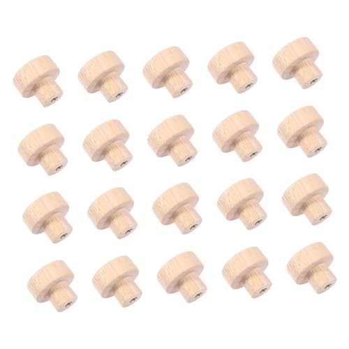 TEHAUX 20 Stück Teiliges Runde Möbelknöpfe aus Holz mit Schrauben Schrankgriff und Schubladengriff für Kommode Möbel Schranktüren Einfache Montage Naturfarbener Holzknauf von TEHAUX