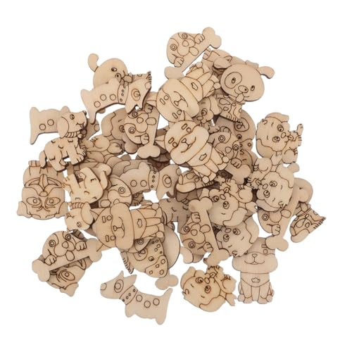 TEHAUX 200 Stück Holz Tierfiguren Bastelsets zum Bemalen Unlackierte Katzen Hunde Holzstücke mit Glatten Kanten für DIY Dekoration Halloween Weihnachten Kreative Kunstprojekte von TEHAUX
