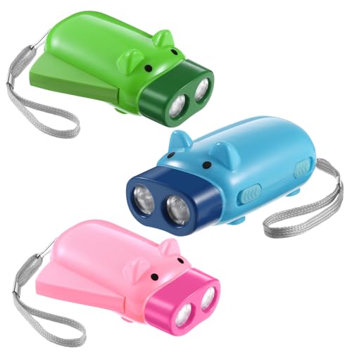 TEHAUX 3 Stück Kleine Tragbare Taschenlampe mit Handlichem Druckmechanismus Cartoonartigem Schweinemotiv Robustem Verschleißfestem Material als Praktisches für Familie und TEHAUX 3 Stück Kleine Tragbare Taschenlampe mit Handlichem Druckmechanismus Cartoonartigem Schweinemotiv Robustem Verschleißfestem Material als Praktisches für Familie und von TEHAUX
