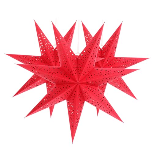 TEHAUX 3 Stück Siebenzackiger Weihnachts Stern Lampenschirm Rot Hängend Kreative Papierlaterne Deckenleuchte Festliche Weihnachtsdeko TEHAUX 3 Stück Siebenzackiger Weihnachts Stern Lampenschirm Rot Hängend Kreative Papierlaterne Deckenleuchte Festliche Weihnachtsdeko von TEHAUX