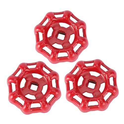 TEHAUX 3 Stück Teiliges Absperrventil handrad aus Gusseisen Dekorativer Roter Kugelhahn griff Langlebiges Metall handrad für Ventile Einfach zu Bedienen und Zuverlässig Abdichtend von TEHAUX