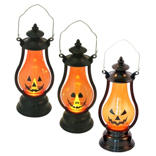 TEHAUX 3 Stück Teiliges Halloween Tischdeko mit Leuchtenden Kürbissen Batteriebetrieben Stimmungsvolle Pumpkin Lamp als Halloween Dekoration für Herbstfest und Party Atmosphäre von TEHAUX