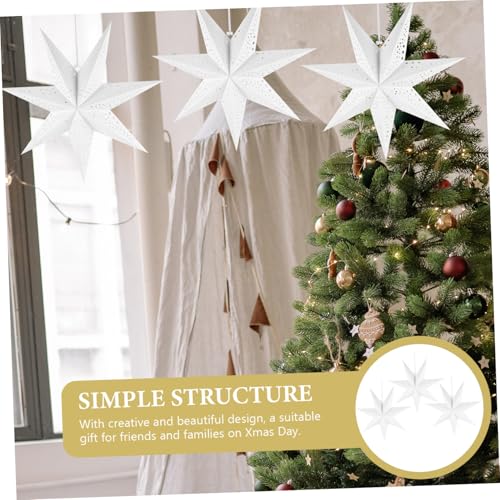 TEHAUX 3 Stück Weihnachtsstern Lampenschirm Siebeneck Stern Dekorative Hängelampe Weißer Papier Lampenschirm für Innen Weihnachtsdekoration Party Wohnzimmer Restaurant von TEHAUX