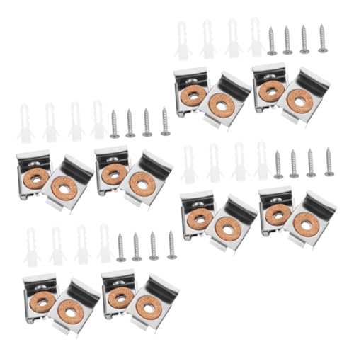 TEHAUX 4 Sätze Metall Spiegelhalter Clips mit Verstellbaren Schrauben Glasbefestigungsklammern für Dicke Glasplatten Minimalistisches Design Einfache Montage Robustes Spiegelhalterungs von TEHAUX