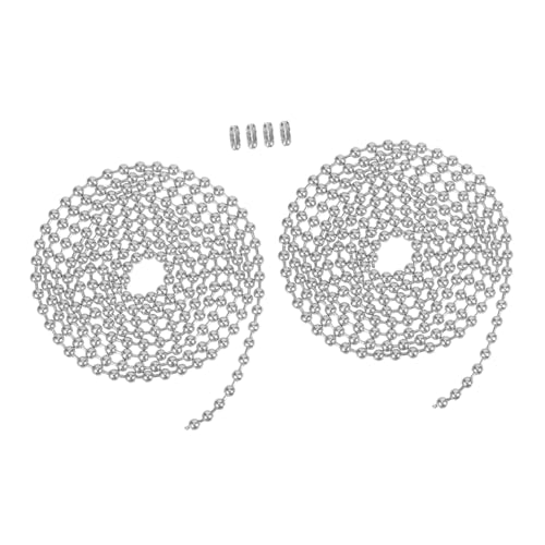 TEHAUX 4 Sets Edelstahl Perlenkette Anhängerketten Stahlkugel Stahlkette Perlenkette Zur Schmuckherstellung Metallperlenkette Kugelkette Mit Verbindern Silberkugelkette von TEHAUX