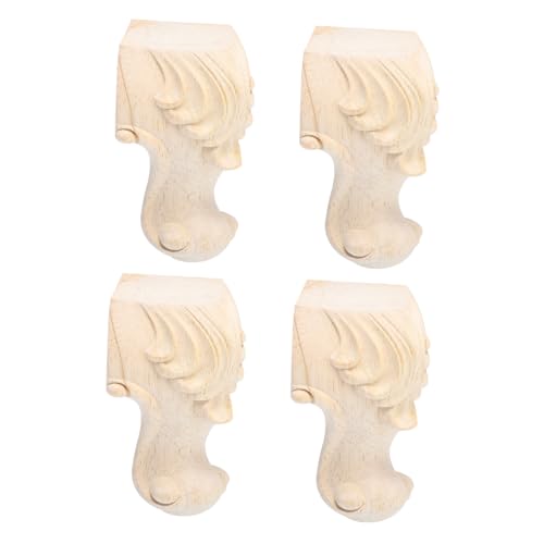 TEHAUX 4 Stück Europäische Massivholz Möbelbeine mit Geschnitztem Design Stabile rutschfeste Tisch Sofabeine Langlebige Holzfüße für Sofa Couchtisch Tv Schrank von TEHAUX