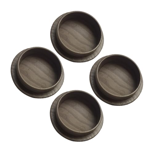 TEHAUX 4 Stück Möbelbeinkappen Holzoptik mit Filz Bodenschoner Stuhlfußschutz zum Kratzschutz für Esszimmerstühle und Möbelbeine Geräuscharm Dunkle Holzstruktur Innendurchmesser von TEHAUX