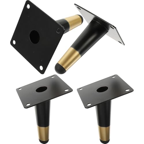 TEHAUX 4 Stück Möbelfüße Metall Schrägkonisch Sofabeine Ersatzbeine für Sofa Tv Schrank Kommode Belastbar Robust Schwarz Gold von TEHAUX