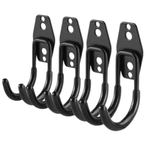 TEHAUX 4 Stück Schwere Metall wandhaken Garage Doppelhaken Rostfrei für Gartengeräte Werkzeughalter für Werkstatt und Aufbewahrung von TEHAUX