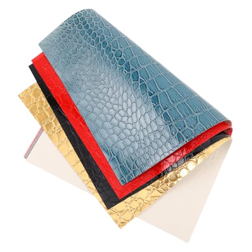 TEHAUX 4 Stück Teiliges Präge Kunstleder Hochwertige PU Lederplatten mit Krokodilprägung Vielseitig für DIY Handwerk Nähen Taschen Geldbörsen und Kreative Projekte von TEHAUX