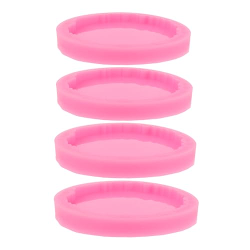 TEHAUX 4 Stück Teiliges Runde Silikonformen für Epoxidharz Untersetzer Unregelmäßige Rosa Resin Moulds Langlebig und Wiederverwendbar für DIY Schmuckhalter Kerzenständer und von TEHAUX