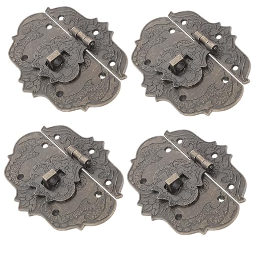 TEHAUX 4 Stück Teiliges Vintage Haspe aus Langlebiger Zinklegierung mit Schrauben Dekorativer Schlossriegel für Schmuckkästchen Holzkisten und Schränke Einfache Montage Robust und Sicher von TEHAUX