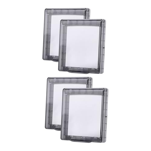 TEHAUX 4 Stück Wasserdichte Selbstklebende Outdoor Steckdosen Schutzabdeckungen Transparente Ultradünne Schalterboxen mit Spritzwasserschutz für Außenbereich Langlebig und Kindersicher von TEHAUX