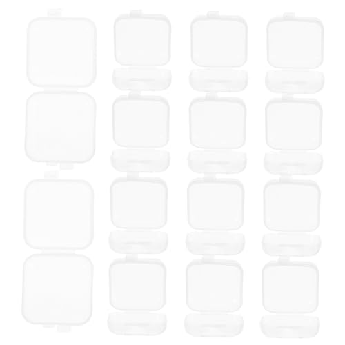 TEHAUX 40 Stück Teiliges Mini aufbewahrungsbox Klappdeckel Transparente Quadratische Kunststoffboxen für Schmuck Perlen Bastelbedarf Vielseitige Organizer für Heim und Reise von TEHAUX