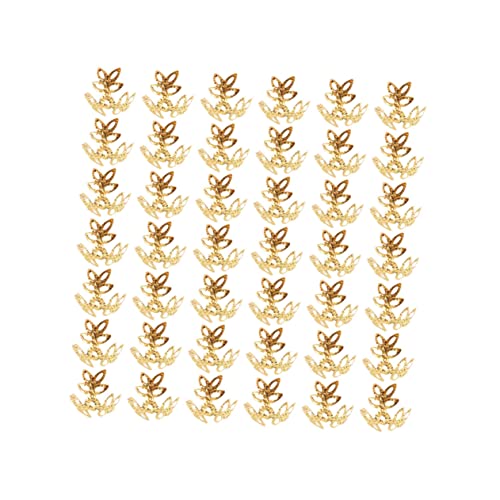 TEHAUX 400 Stück Dreiblätterblumenhalterzubehör Schmuck Herstellung Perlen-Kit Lieferungen Basteln Hohle Blütenperlenkappen Hohlblumenzauber Blattbasisanhänger Anhängerzubehör Golden von TEHAUX