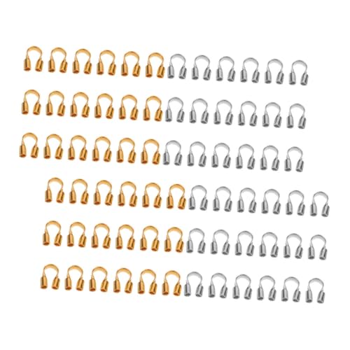TEHAUX 400 Stück U Förmige Drahtschutzbügel in Gold und Silber Schmuckherstellung Zubehör für Halsketten Armbänder Perlenschutz Fadenschutz DIY Bastelset von TEHAUX