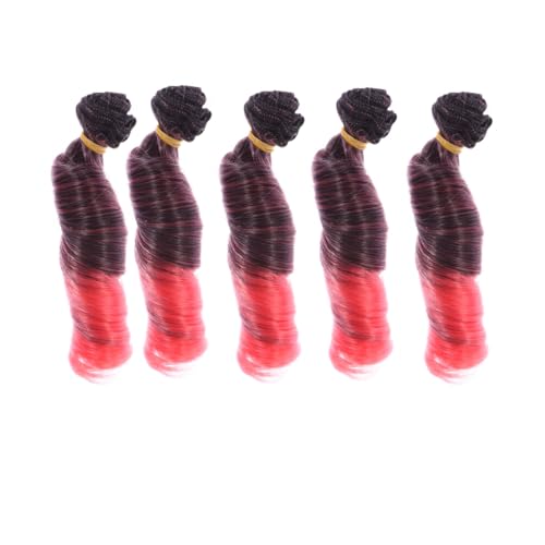 TEHAUX 5 Stück Teiliges DIY Puppenhaar aus Hitzebeständigem Kunstfaser Bunte Haarsträhnen zum Einflechten Langlebige Puppenperücken für Originelles Basteln und Puppenzubehör von TEHAUX
