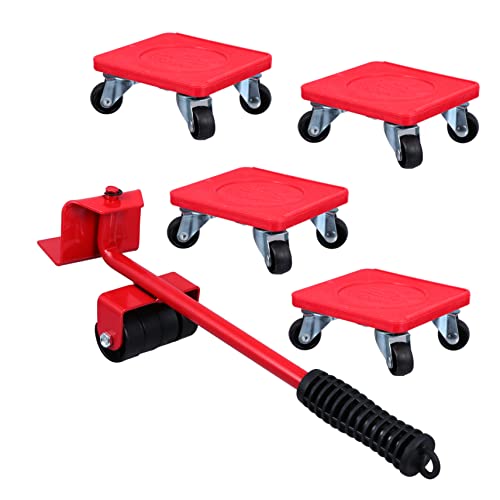TEHAUX 5 Stück Teiliges Möbeltransport Set Schwerlast Möbelgleiter Möbelheber Multifunktionale Transportrollen für Haushalt Büro Sofa Bett Schrank Umzugswerkzeug von TEHAUX