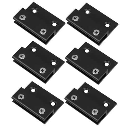 TEHAUX 6 Stück Teiliges Aluminiumlegierung Glashalterung mit Großer Lochöffnung Robuste Wandmontage Glasclip Klemme für Spiegel und Acrylschilder Schwarz Stabile Regalhalterung von TEHAUX