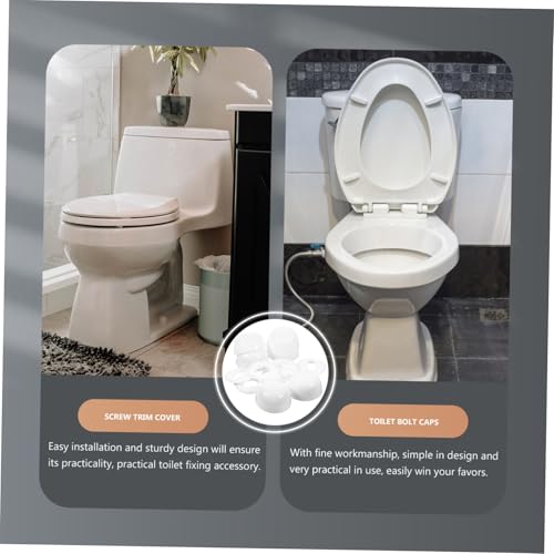 TEHAUX 6 Stück Toiletten Schrauben Abdeckkappen mit Dichtungen Einfache Montage Schutz vor Feuchtigkeit Passend für Wc Bodenbefestigung Elegantes Rundes Design von TEHAUX