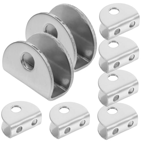 TEHAUX 8 Stück Edelstahl Glashalter Halterungen für Glasregale Stabile Bohrfreie Befestigung Großer Halbrunder Clips Installieren Geeignet für Bücherregale und Schränke von TEHAUX
