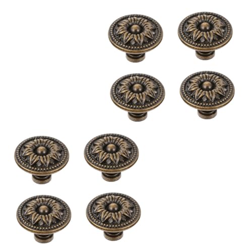 TEHAUX 8 Stück Teiliges Vintage Möbelgriffe aus Bronze Antike Blütenform Schrankgriffe für Küchenschränke und Kommoden Langlebige Runde Türgriffe Montage Passend für Kleiderschränke von TEHAUX