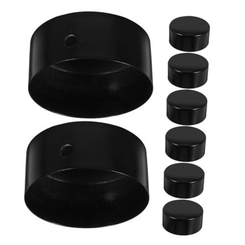 TEHAUX 8 Stück Zubehör für Handlaufköpfe Edelstahlstreppenstopfen Metal -Handläufe Hardware verbinden Rohrabdeckungshandkappen Handläufe Edelstahlkappen Rostfreier Stahl Schwarz von TEHAUX