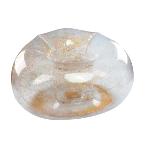TEHAUX Aufblasbarer Lounge Sessel Gold Glitzer Transparent Sitzsack Tragbar Für Indoor Outdoor Balkon Camping Reisemöbel von TEHAUX