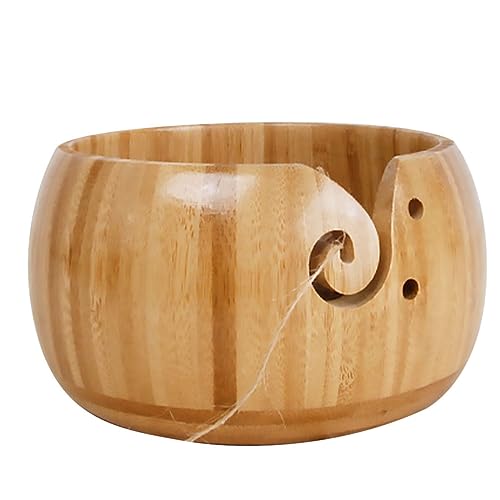 TEHAUX Bambus Garnschale Robust Langlebig Strickwolle Aufbewahrungsschüssel für Häkeln Garnball Organizer für Zuhause ohne Deckel von TEHAUX