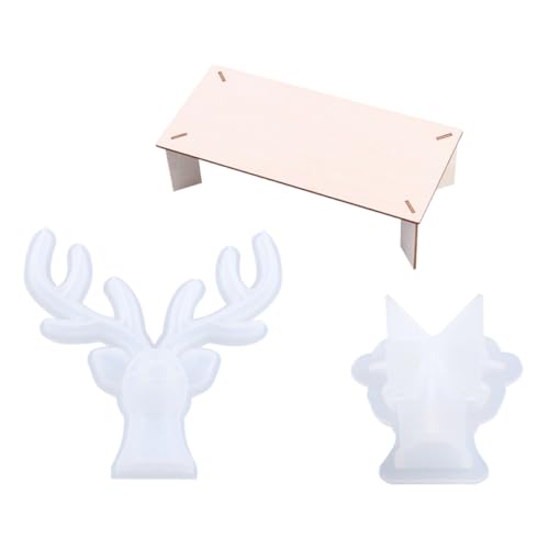 TEHAUX DIY Silikonform Gießform für Epoxidharz Langlebige Sichere Deer Form für Schmuckhalter und Bastelprojekte mit Ständer für Kreative DIY Dekoration von TEHAUX