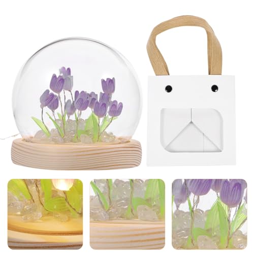 TEHAUX DIY Tulpen nachtlampe Kreativ Kristallsteinen Dekoratives Nachtlicht für Schlafzimmer und Wohnzimmer Sanftes LED nachttischlicht Handgefertigte Tischleuchte als Geschenk von TEHAUX