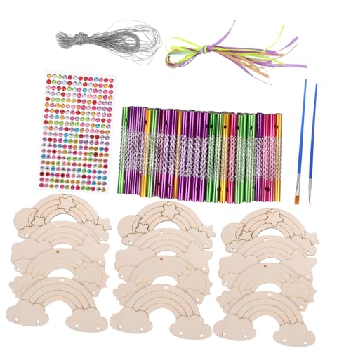 TEHAUX DIY Windspiel Set Holz Windglocken Bastelset mit Regenbogen Teilen Glitzer Stiften Originelles Basteln für Draußen Garten Dekoration Hand Auge Koordination TEHAUX DIY Windspiel Set Holz Windglocken Bastelset mit Regenbogen Teilen Glitzer Stiften Originelles Basteln für Draußen Garten Dekoration Hand Auge Koordination von TEHAUX