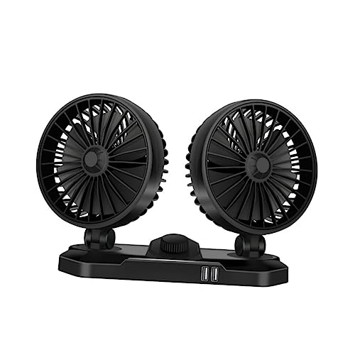 TEHAUX Doppelter USB Auto Lüfter Tragbarer Fahrzeugventilator für Pkw Lkw Wohnmobile mit Leiser Betriebsweise für Unterwegs Energieeffizient und Vielseitig Einsetzbar von TEHAUX